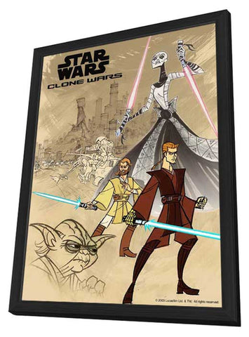 Star Wars: Clone Wars 11 x 17 Movie Poster - Style B - in Deluxe Wood Frame