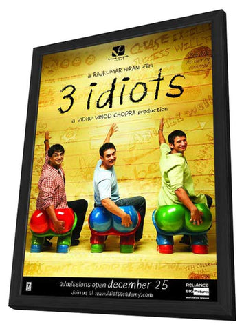 3 Idiots 11 x 17 Movie Poster - Indian Style B - in Deluxe Wood Frame