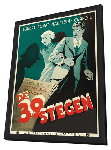 The 39 Steps 27 x 40 Movie Poster - Swedish Style D - in Deluxe Wood Frame