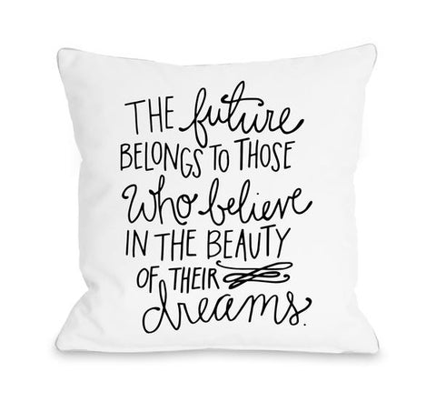 Beauty of Dreams - White Black Throw Pillow by Pen & Paint