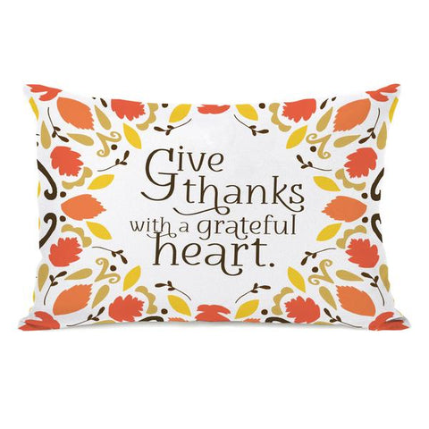 Give Thanks Leaves - Multi Throw Pillow by Pen & Paint
