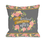 Happily Ever After - Multi Throw Pillow by Pen & Paint