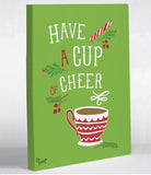 Have a Cup of Cheer - Green Red Canvas Wall Decor by Pen & Paint
