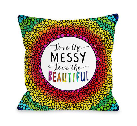 Messy Beautiful - Multi Throw Pillow by Pen & Paint