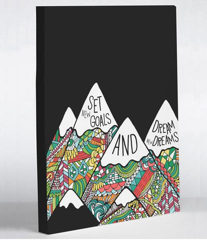 Goals and Dreams Mountains - Black Multi Canvas Wall Decor by Pen & Paint
