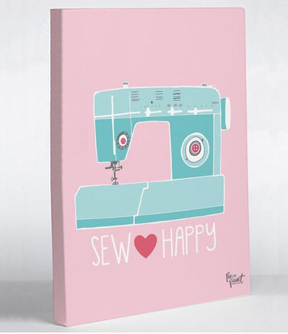 Sew Happy - Pink Canvas Wall Decor by Pen & Paint