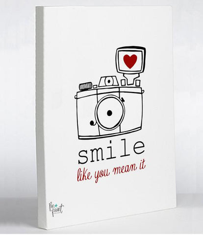 Smile Like You Mean It - White Black Canvas Wall Decor by Pen & Paint