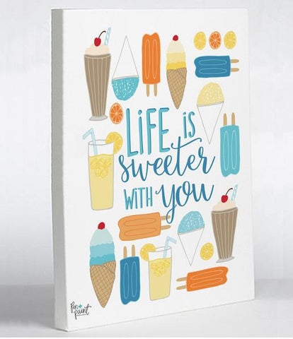 Life is Sweeter With You - White Multi Canvas Wall Decor by Pen & Paint