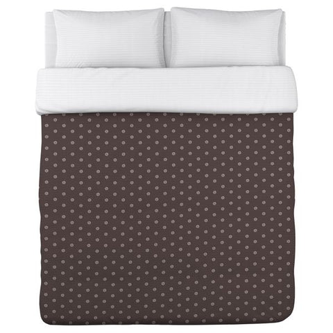 Chocolate and Cream Dots - Brown Lightweight Duvet by Pen & Paint