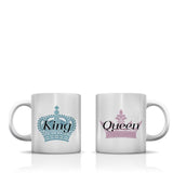 King Queen Full Crown Dusty Blue Rose Mug by