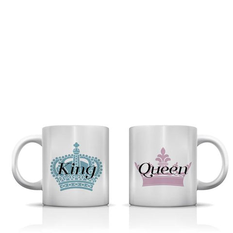 King Queen Full Crown Dusty Blue Rose Mug by