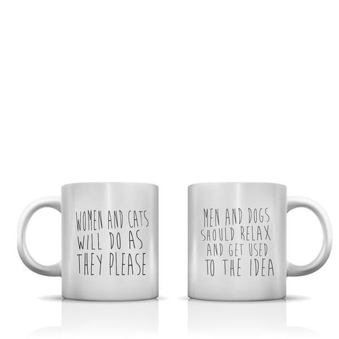 Women And Cats Men And Dogs Front Mug by