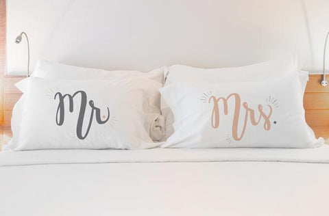 Mister Misses - Peach Gray Set of 2 Pillow Case by