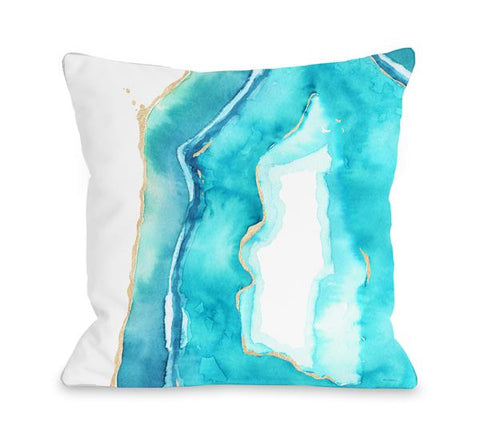 Bold Formations - Caribbean Aqua Throw Pillow by lezleeelliot