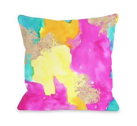 Color Splash - Blue Multi Throw Pillow by lezleeelliot