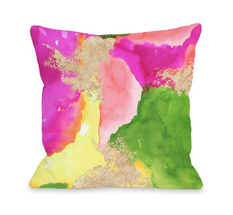 Color Splash - Green Multi Throw Pillow by lezleeelliot