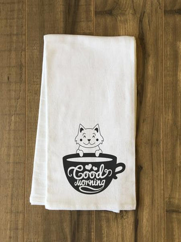 Good Morning Cat Tea Towel by
