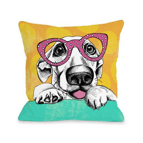 Wacky Pup Throw Pillow by Ursula Dodge