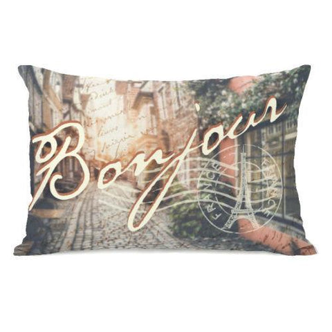 Bonjour Street Throw Pillow by OBC
