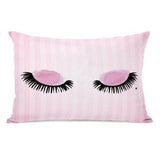 Eyelashes Watercolor Stripes Pink Throw Pillow by OBC