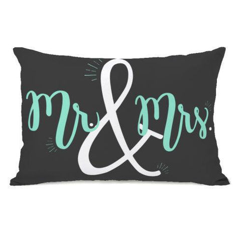 Mister Misses Mint Throw Pillow by OBC