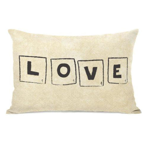 Scrabble Love Tan Throw Pillow by OBC