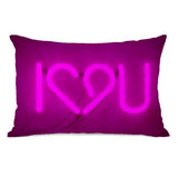 I Heart You Neon Sign Throw Pillow by OBC