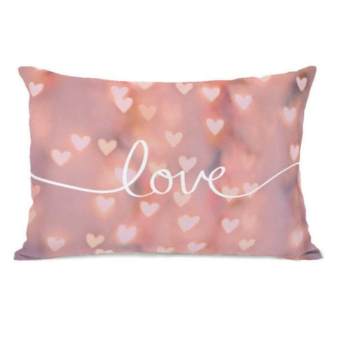 Script Love Pink Bokeh Throw Pillow by OBC