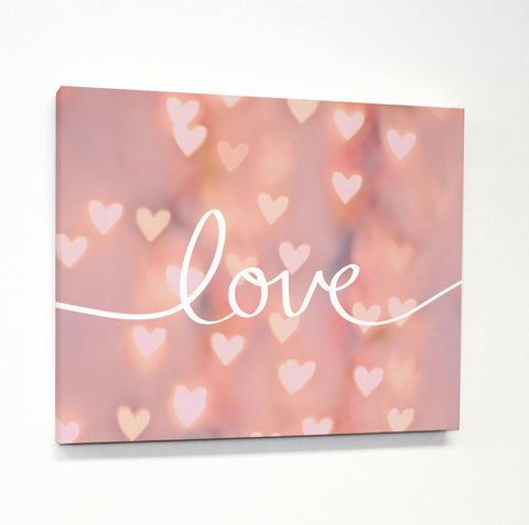 Script Love Pink Bokeh - Pink Canvas by OBC 11 X 14