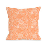 Kiley floral bright pumpkin - Pumpkin Throw Pillow by OBC 18 X 18