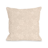 Kiley floral tan - Tan Throw Pillow by OBC 18 X 18