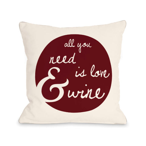 Love And Wine Floral - Wine Throw Pillow by OBC 18 X 18