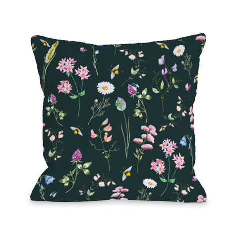 Wildflower Pattern - Multi Throw Pillow by OBC 18 X 18