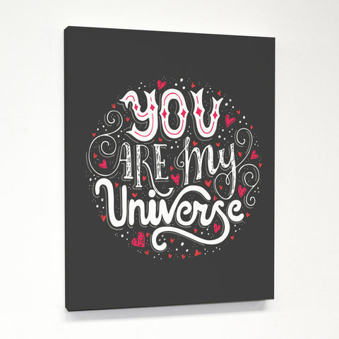 You Are My Universe - Gray Red Canvas by OBC 11 X 14