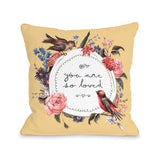 You Are So Loved Floral Throw Pillow by OBC