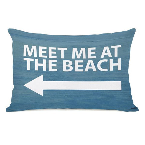 Meet Me At The Beach Wood Throw Pillow by