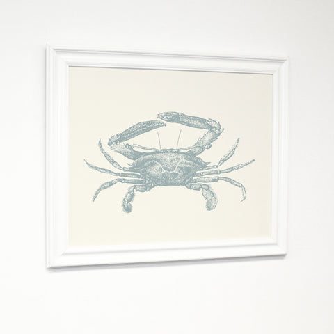 Natural Crab - Blue White Traditional Framed Canvas by OBC 11 X 14