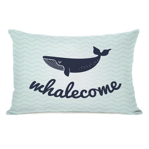 Whalecome Throw Pillow by
