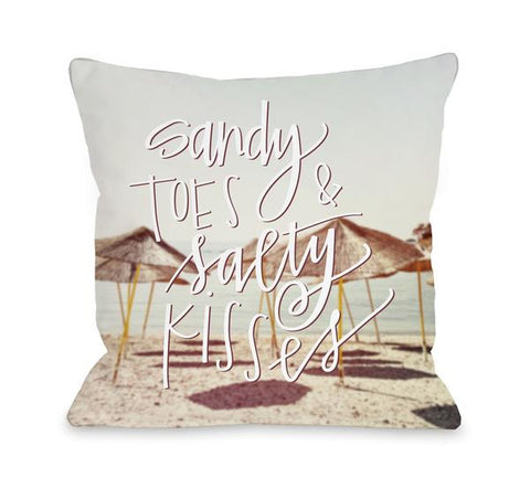 Sandy Toes Salty Kisses Throw Pillow by