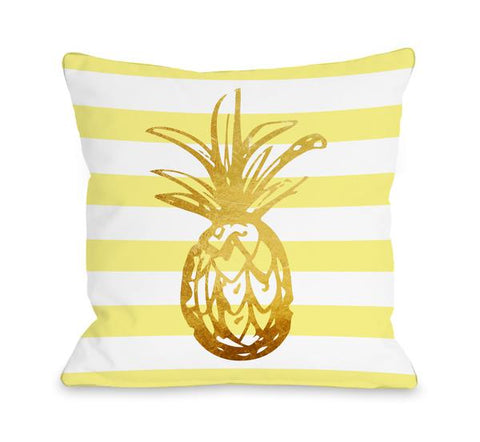 Tropical Stripes Pineapple Throw Pillow by