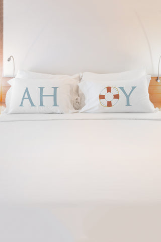 Ahoy Lifesaver - Blue Set of Two Pillow Case by OBC 20 X 30