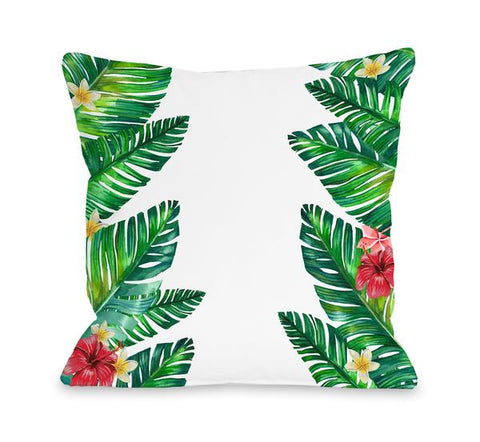 Tropical Palm Leaves Throw Pillow by