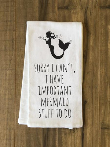Important Mermaid Stuff Tea Towel by