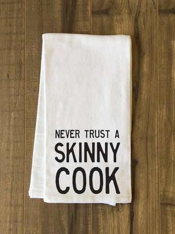 skinny cook black Tea Towel by