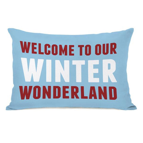 Welcome To Our Winter Wonderland Throw Pillow by OBC