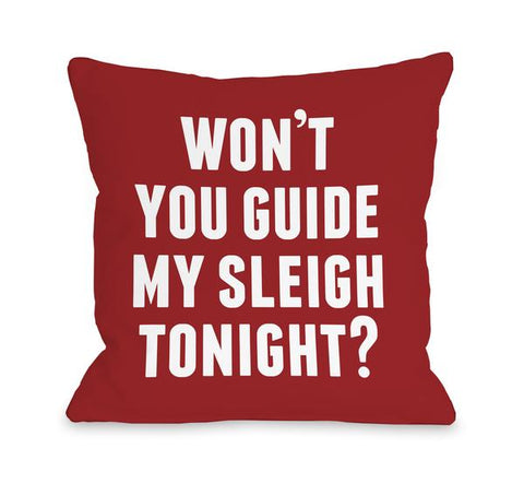 Bold Guide My Sleigh Throw Pillow by OBC