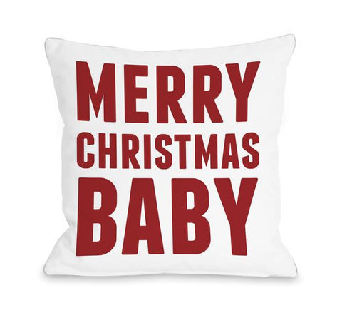 Bold Merry Christmas Baby Throw Pillow by OBC