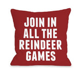 Bold Reindeer Games Throw Pillow by OBC