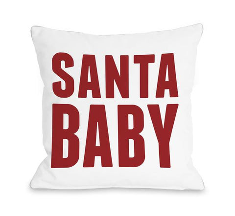 Bold Santa Baby Throw Pillow by OBC