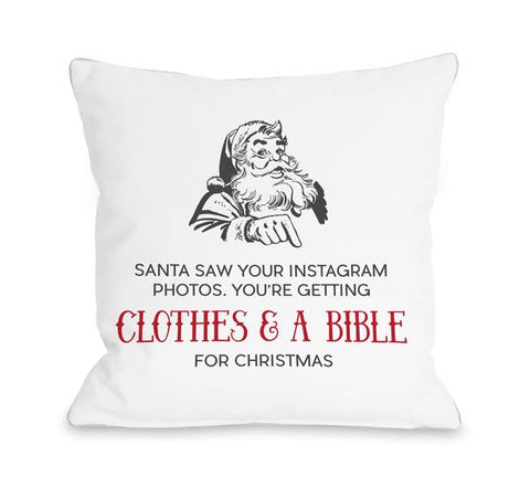 Santa Saw Your Instagram Throw Pillow by OBC